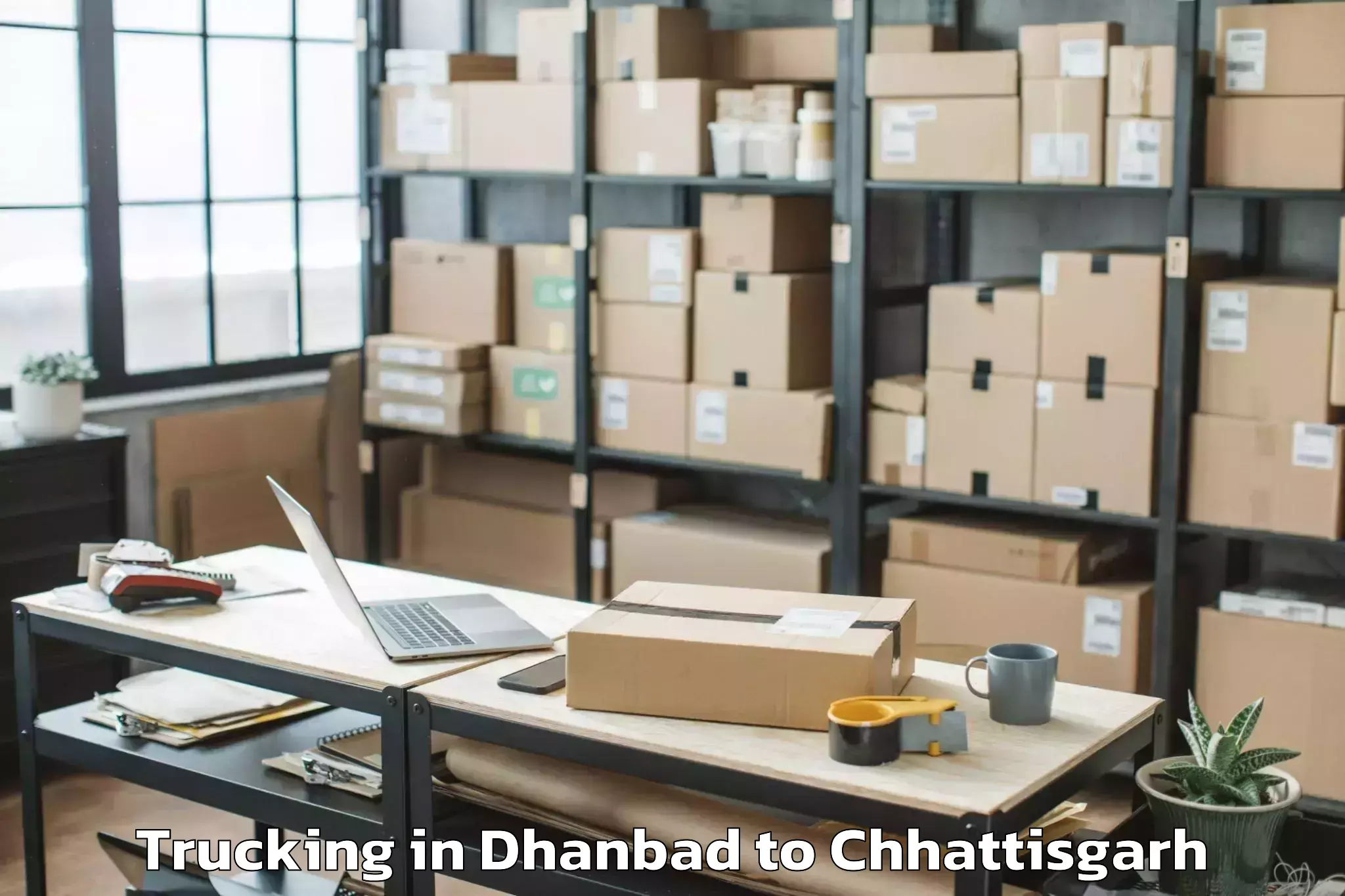 Leading Dhanbad to Mungeli Trucking Provider